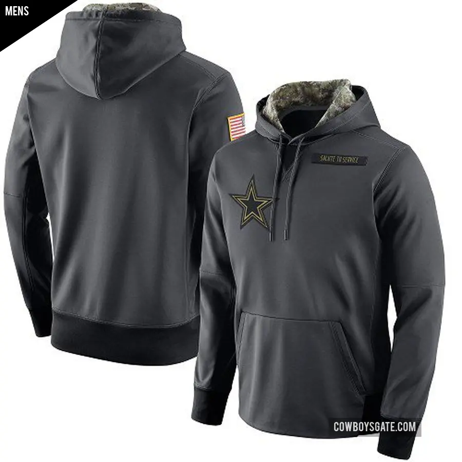 Men's Dallas Cowboys Anthracite Salute to Service Player Performance Hoodie