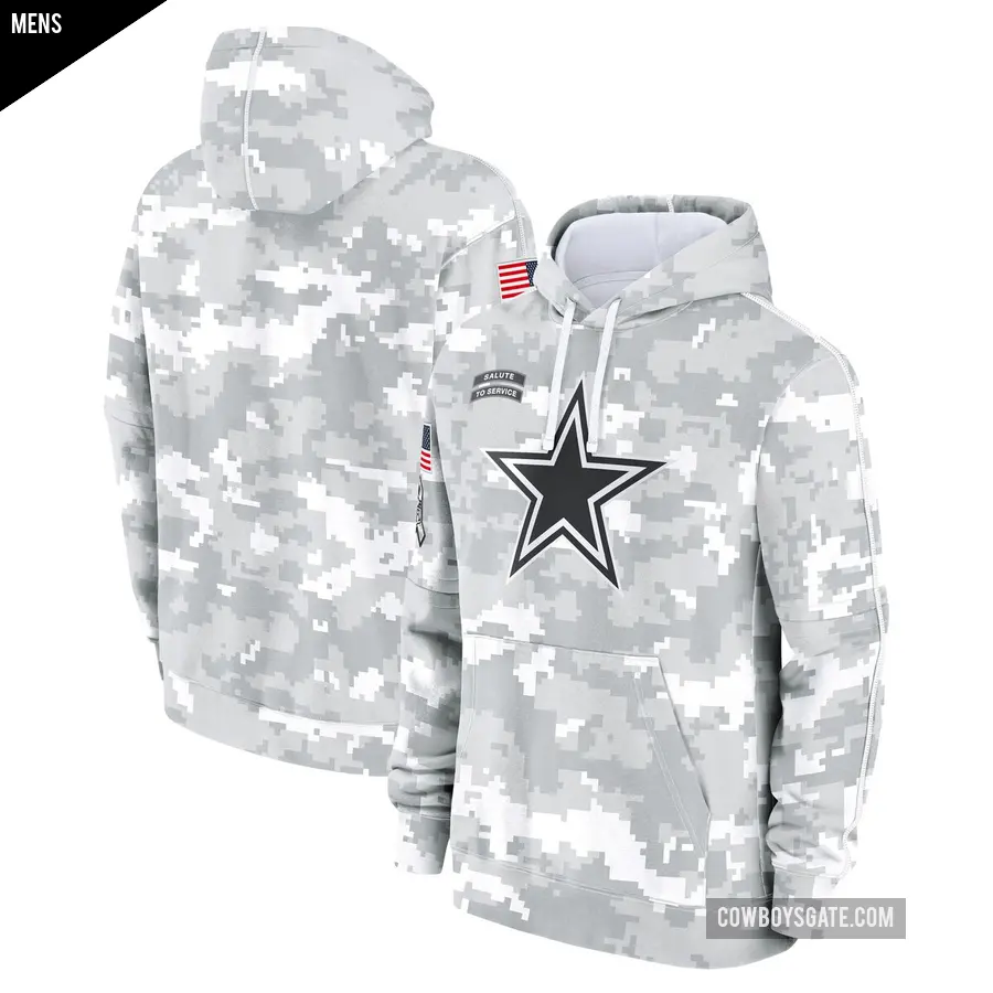 Men's Dallas Cowboys Arctic Camo 2024 Salute to Service Club Fleece Pullover Hoodie