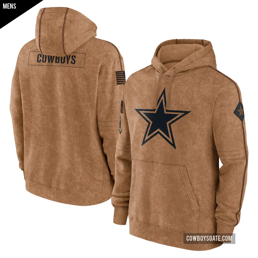 Men's Dallas Cowboys Brown 2023 Salute to Service Club Pullover Hoodie