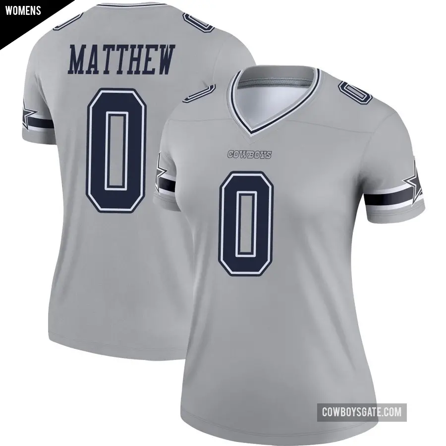 Women's Dallas Cowboys ＃0 Christian Matthew Gray Legend Inverted Jersey
