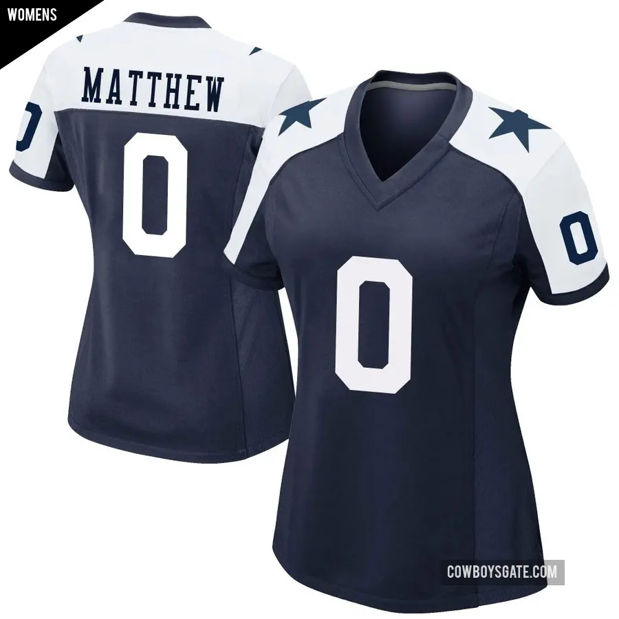 Women's Dallas Cowboys ＃0 Christian Matthew Navy Game Alternate Jersey