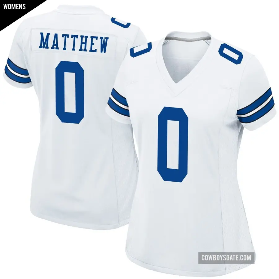 Women's Dallas Cowboys ＃0 Christian Matthew White Game Jersey