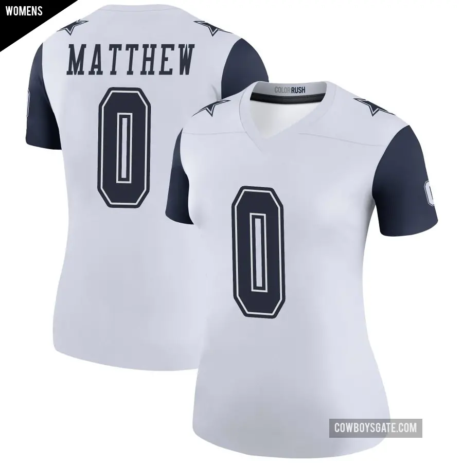 Women's Dallas Cowboys ＃0 Christian Matthew White Legend Color Rush Jersey