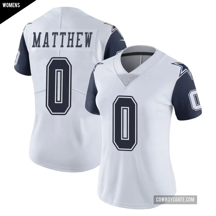 Women's Dallas Cowboys ＃0 Christian Matthew White Limited Color Rush Vapor Untouchable Jersey