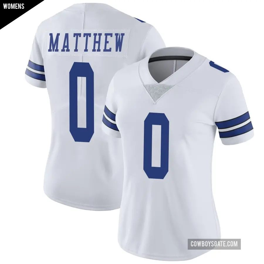 Women's Dallas Cowboys ＃0 Christian Matthew White Limited Vapor Untouchable Jersey