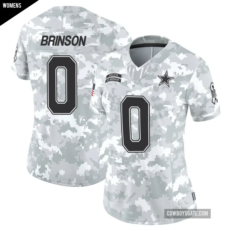 Women's Dallas Cowboys ＃0 Romello Brinson Arctic Camo Limited 2024 Salute to Service Jersey
