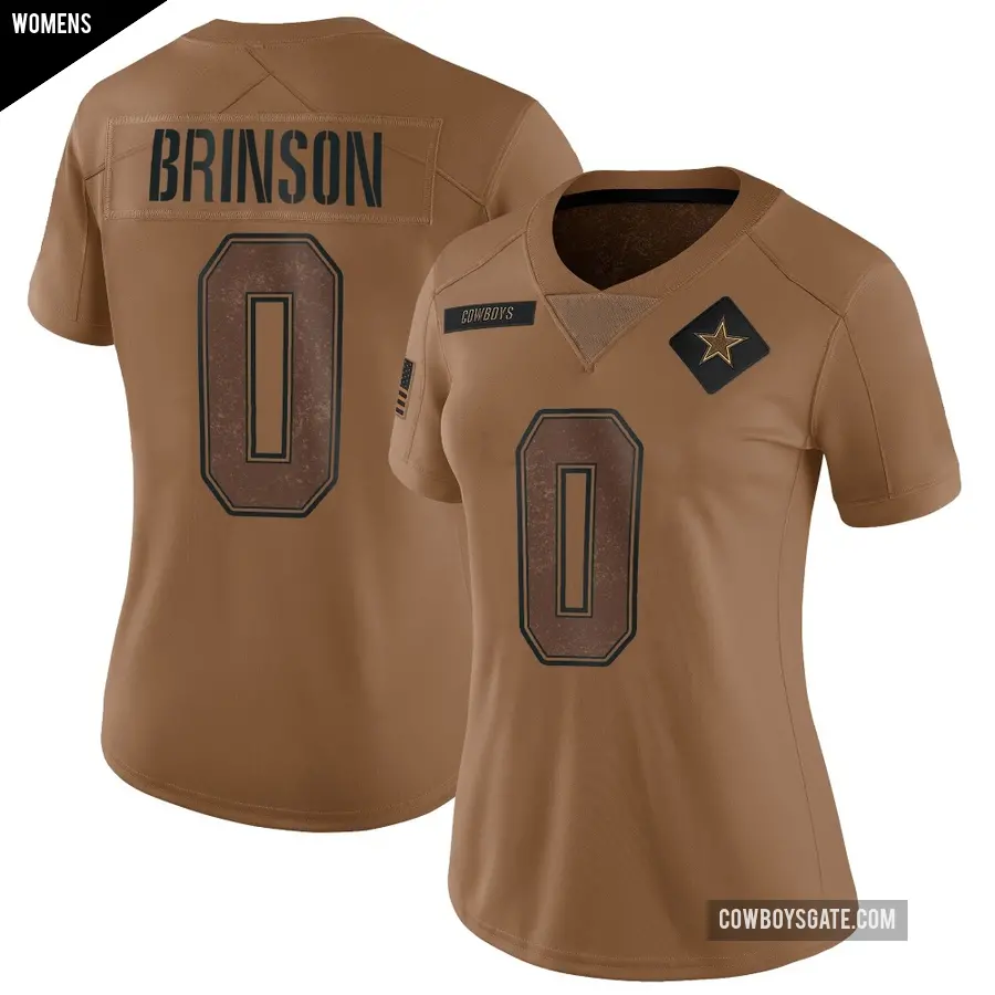 Women's Dallas Cowboys ＃0 Romello Brinson Brown Limited 2023 Salute To Service Jersey
