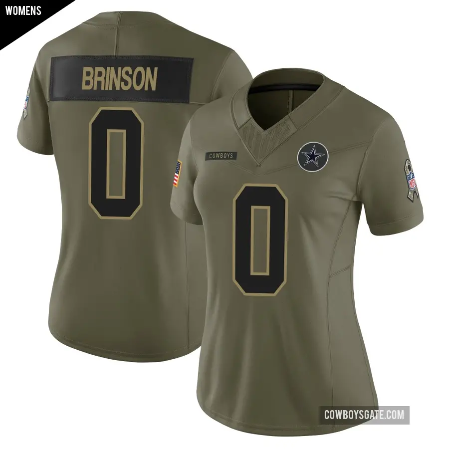 Women's Dallas Cowboys ＃0 Romello Brinson Olive Limited 2025 Salute to Service Jersey