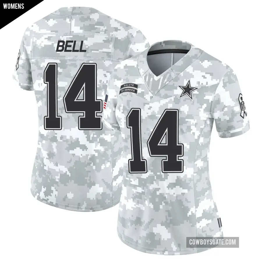 Women's Dallas Cowboys ＃14 Markquese Bell Arctic Camo Limited 2024 Salute to Service Jersey