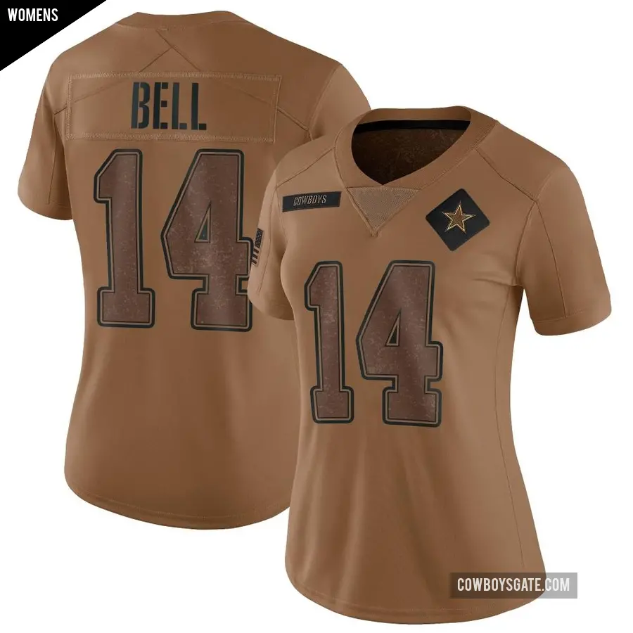 Women's Dallas Cowboys ＃14 Markquese Bell Brown Limited 2023 Salute To Service Jersey