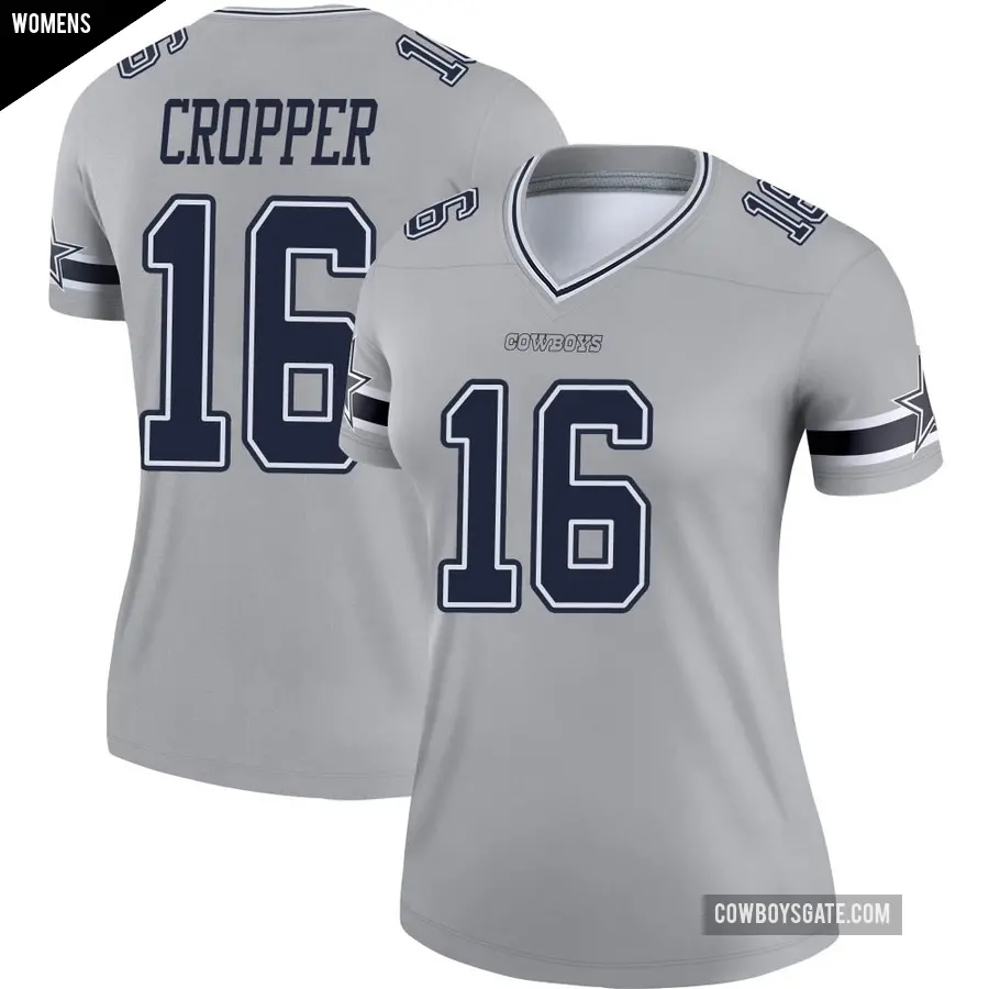 Women's Dallas Cowboys ＃16 Jalen Cropper Gray Legend Inverted Jersey