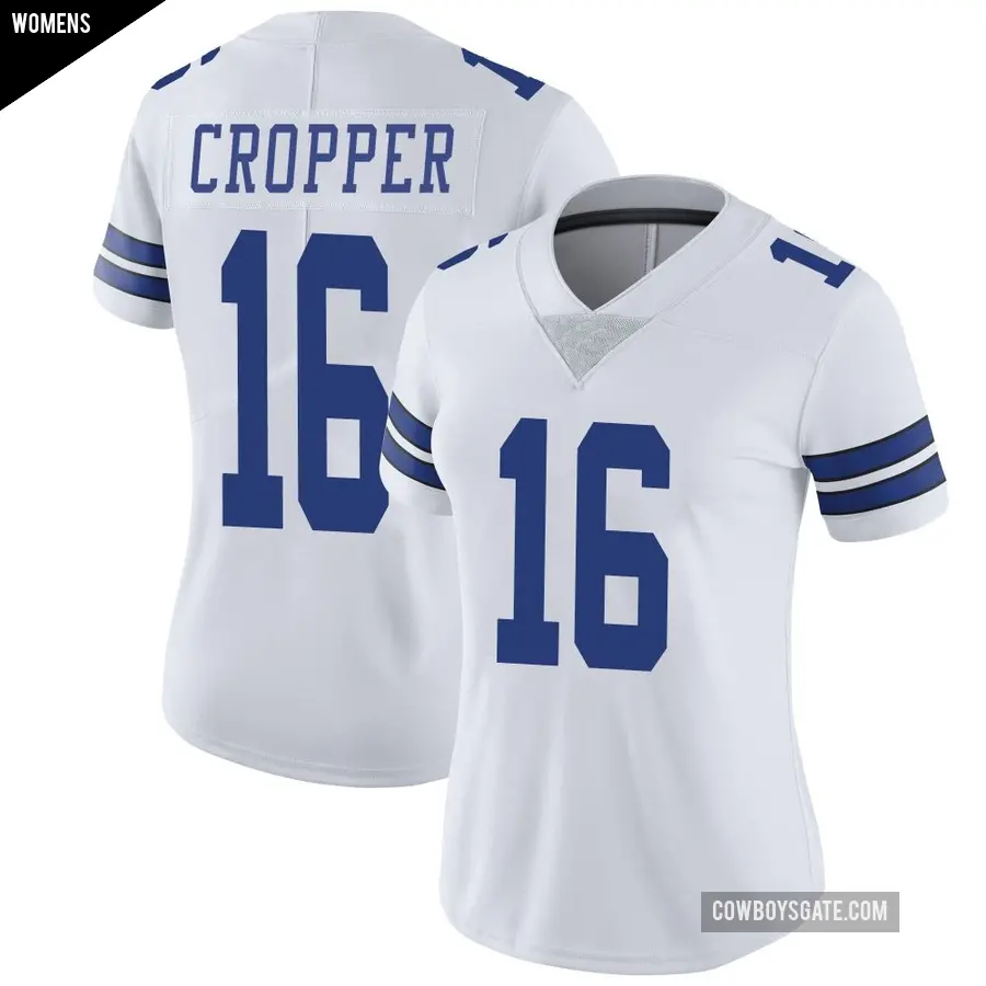 Women's Dallas Cowboys ＃16 Jalen Cropper White Limited Vapor Untouchable Jersey
