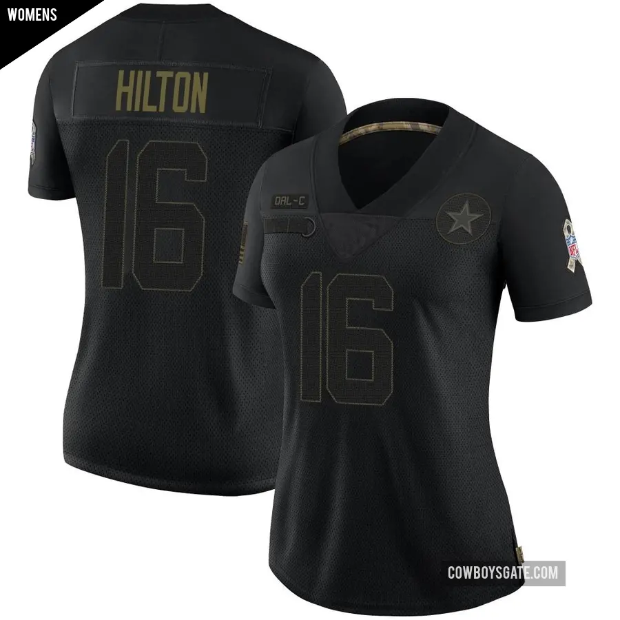 Women's Dallas Cowboys ＃16 T.Y. Hilton Black Limited 2020 Salute To Service Jersey