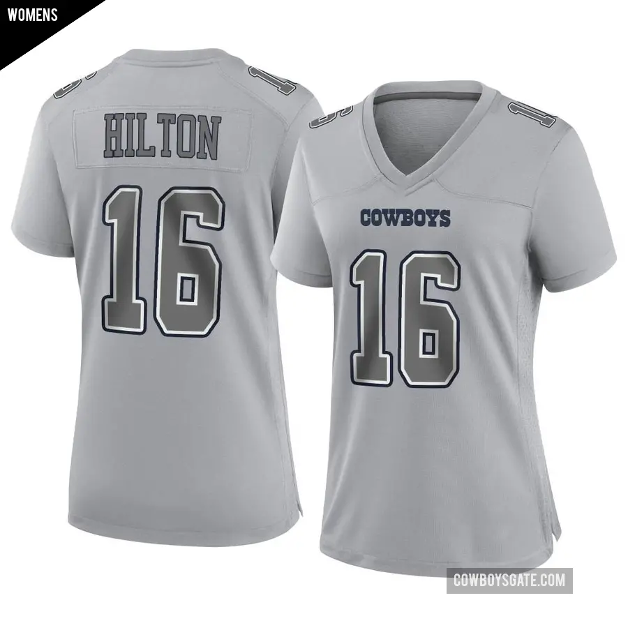 Women's Dallas Cowboys ＃16 T.Y. Hilton Gray Game Atmosphere Fashion Jersey