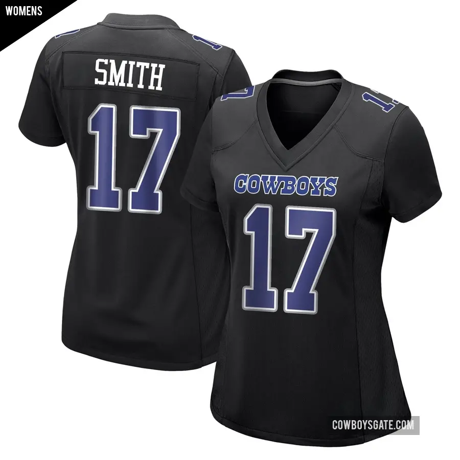Women's Dallas Cowboys ＃17 Jaden Smith Black Game Carbon Fashion Jersey