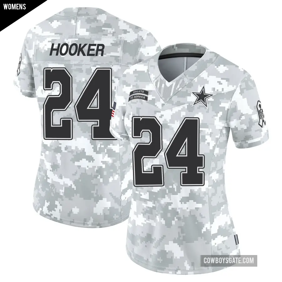 Women's Dallas Cowboys ＃24 Malik Hooker Arctic Camo Limited 2024 Salute to Service Jersey