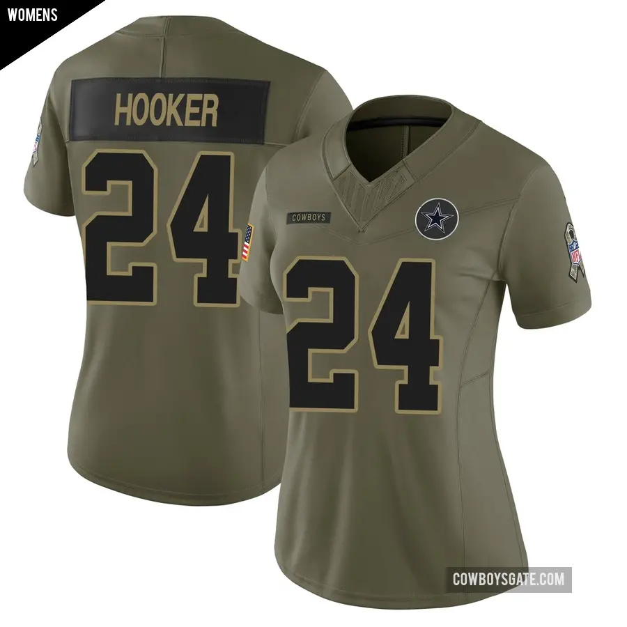 Women's Dallas Cowboys ＃24 Malik Hooker Olive Limited 2025 Salute to Service Jersey