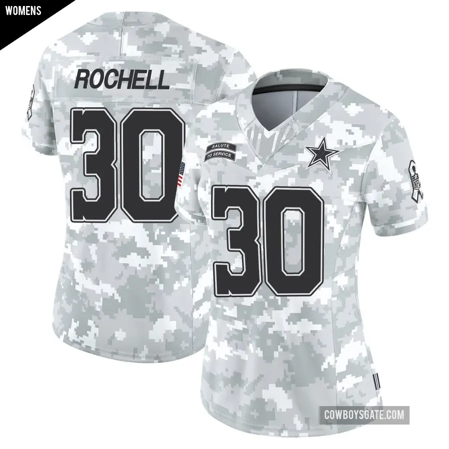 Women's Dallas Cowboys ＃30 Robert Rochell Arctic Camo Limited 2024 Salute to Service Jersey