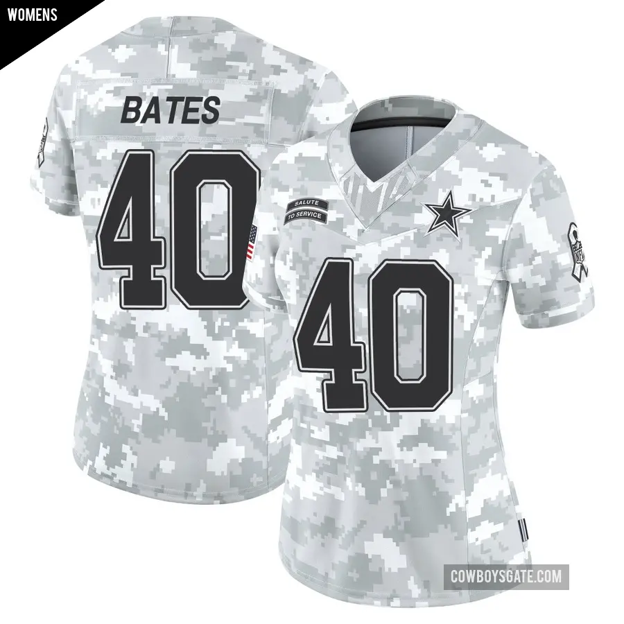Women's Dallas Cowboys ＃40 Bill Bates Arctic Camo Limited 2024 Salute to Service Jersey