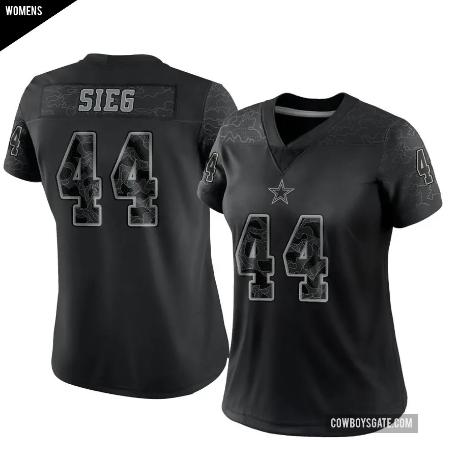 Women's Dallas Cowboys ＃44 Trent Sieg Black Limited Reflective Jersey