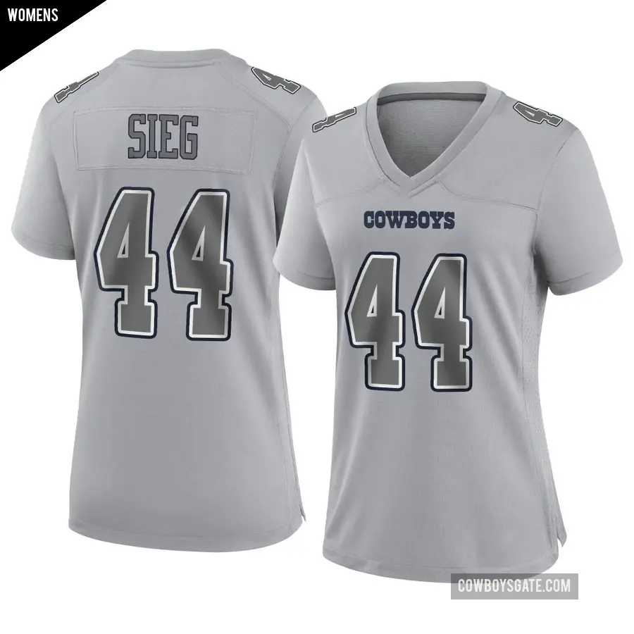 Women's Dallas Cowboys ＃44 Trent Sieg Gray Game Atmosphere Fashion Jersey