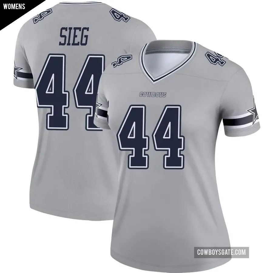 Women's Dallas Cowboys ＃44 Trent Sieg Gray Legend Inverted Jersey