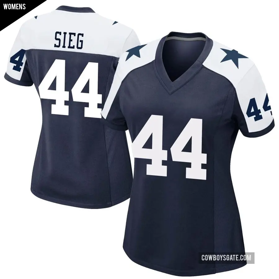 Women's Dallas Cowboys ＃44 Trent Sieg Navy Game Alternate Jersey