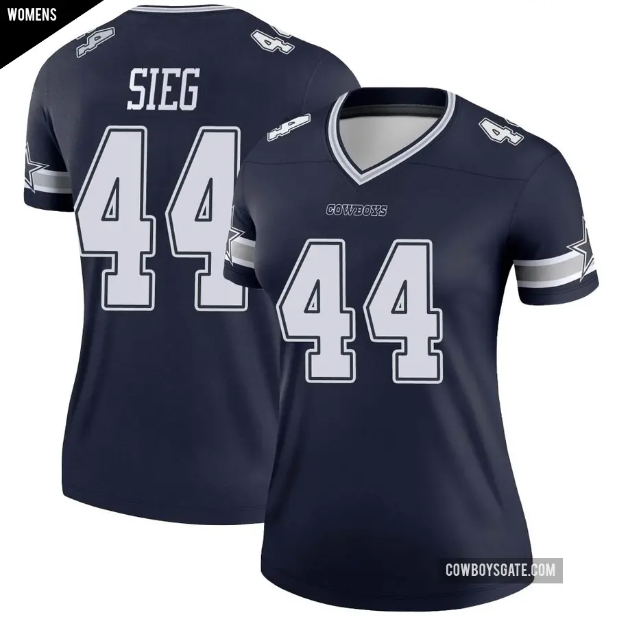 Women's Dallas Cowboys ＃44 Trent Sieg Navy Legend Jersey