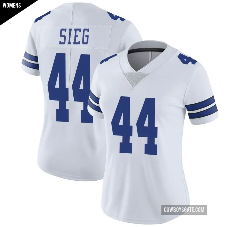 Women's Dallas Cowboys ＃44 Trent Sieg White Limited Vapor Untouchable Jersey