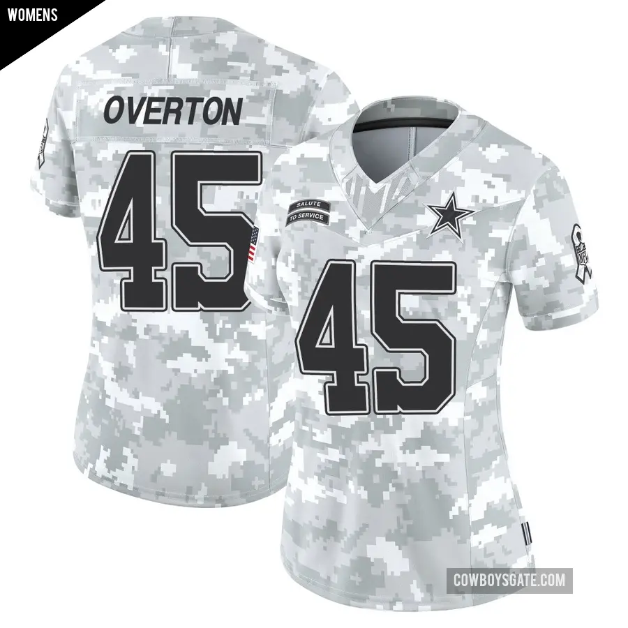 Women's Dallas Cowboys ＃45 Matt Overton Arctic Camo Limited 2024 Salute to Service Jersey