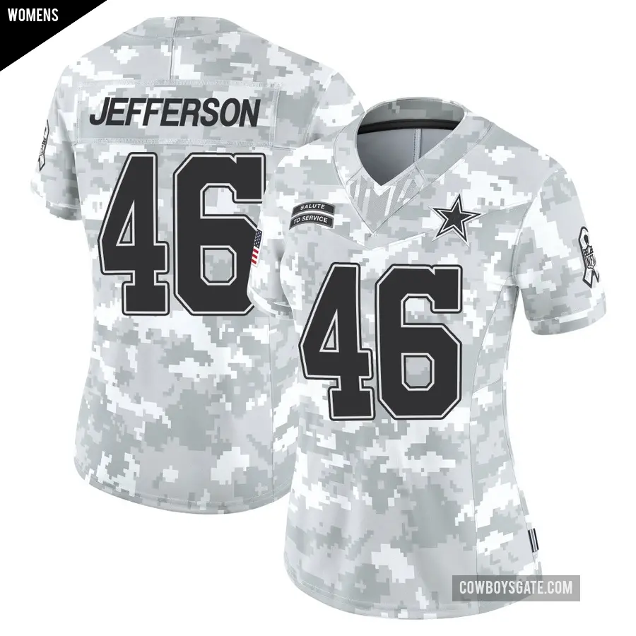 Women's Dallas Cowboys ＃46 Malik Jefferson Arctic Camo Limited 2024 Salute to Service Jersey