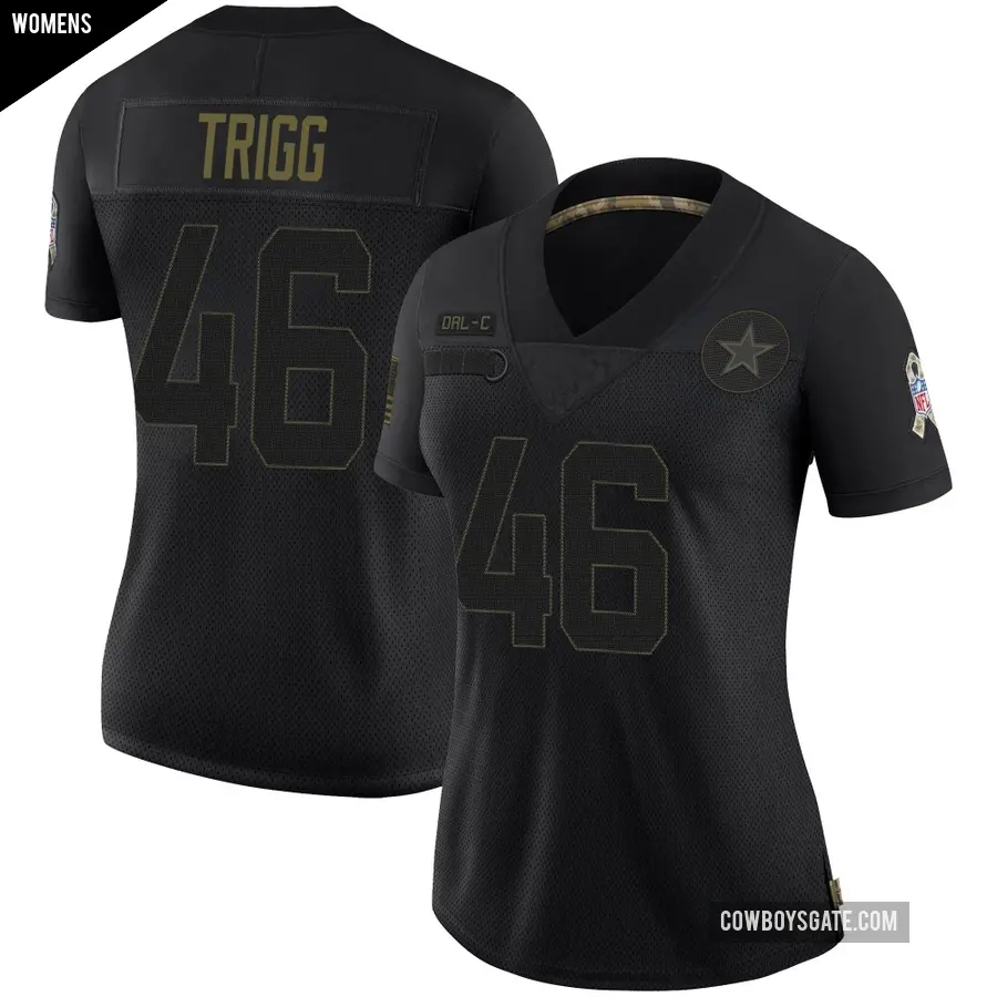 Women's Dallas Cowboys ＃46 Michael Trigg Black Limited 2020 Salute To Service Jersey