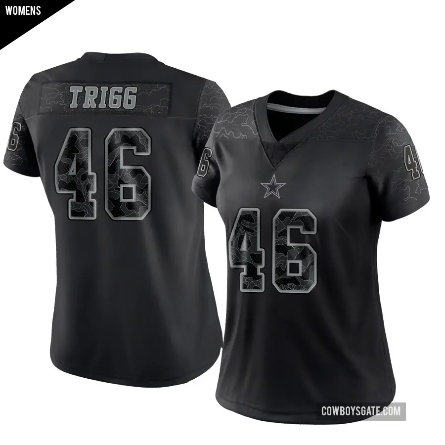 Women's Dallas Cowboys ＃46 Michael Trigg Black Limited Reflective Jersey