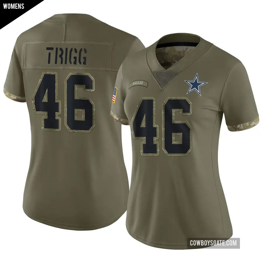 Women's Dallas Cowboys ＃46 Michael Trigg Olive Limited 2022 Salute To Service Jersey