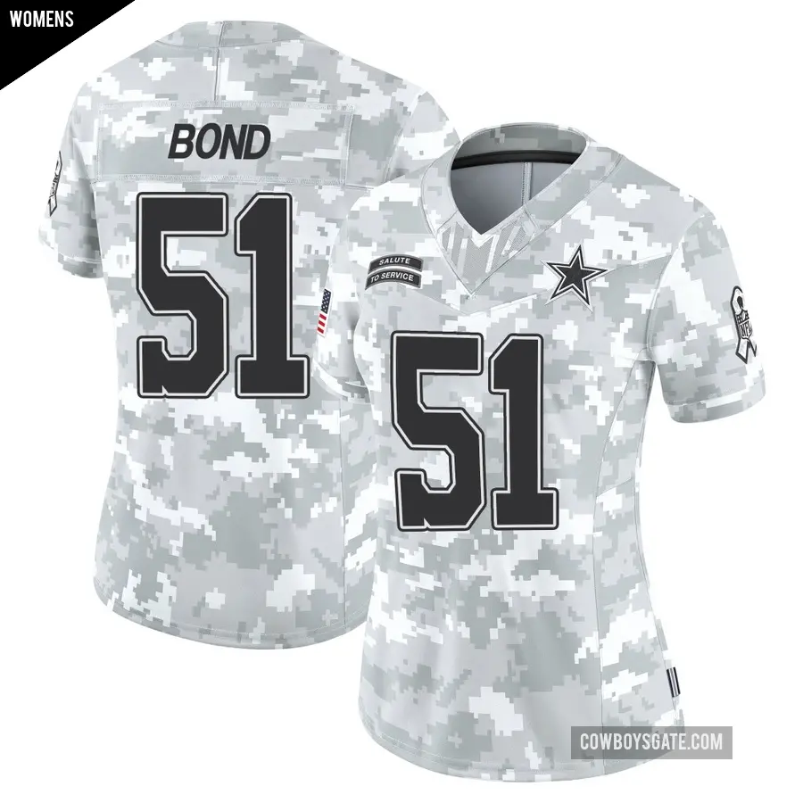 Women's Dallas Cowboys ＃51 Devante Bond Arctic Camo Limited 2024 Salute to Service Jersey