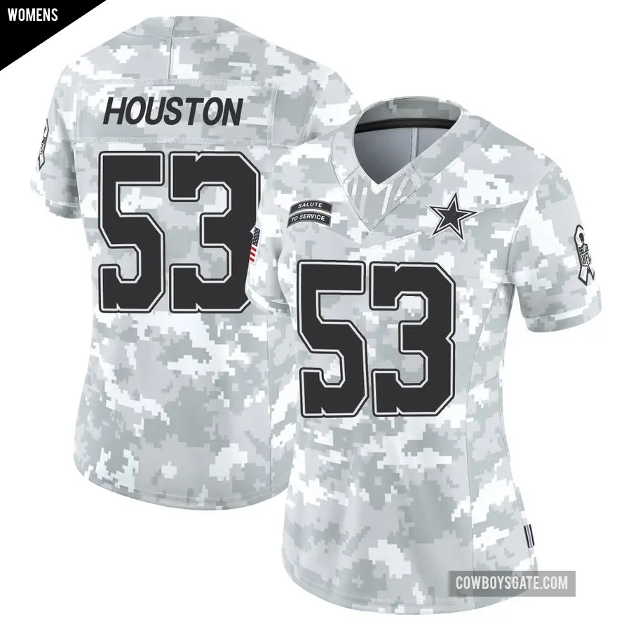 Women's Dallas Cowboys ＃53 James Houston Arctic Camo Limited 2024 Salute to Service Jersey