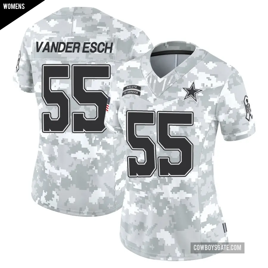 Women's Dallas Cowboys ＃55 Leighton Vander Esch Arctic Camo Limited 2024 Salute to Service Jersey
