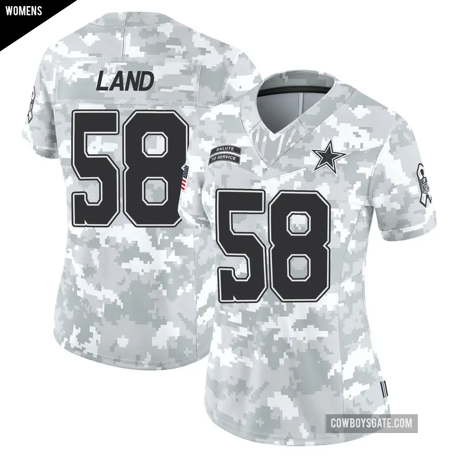 Women's Dallas Cowboys ＃58 Isaiah Land Arctic Camo Limited 2024 Salute to Service Jersey