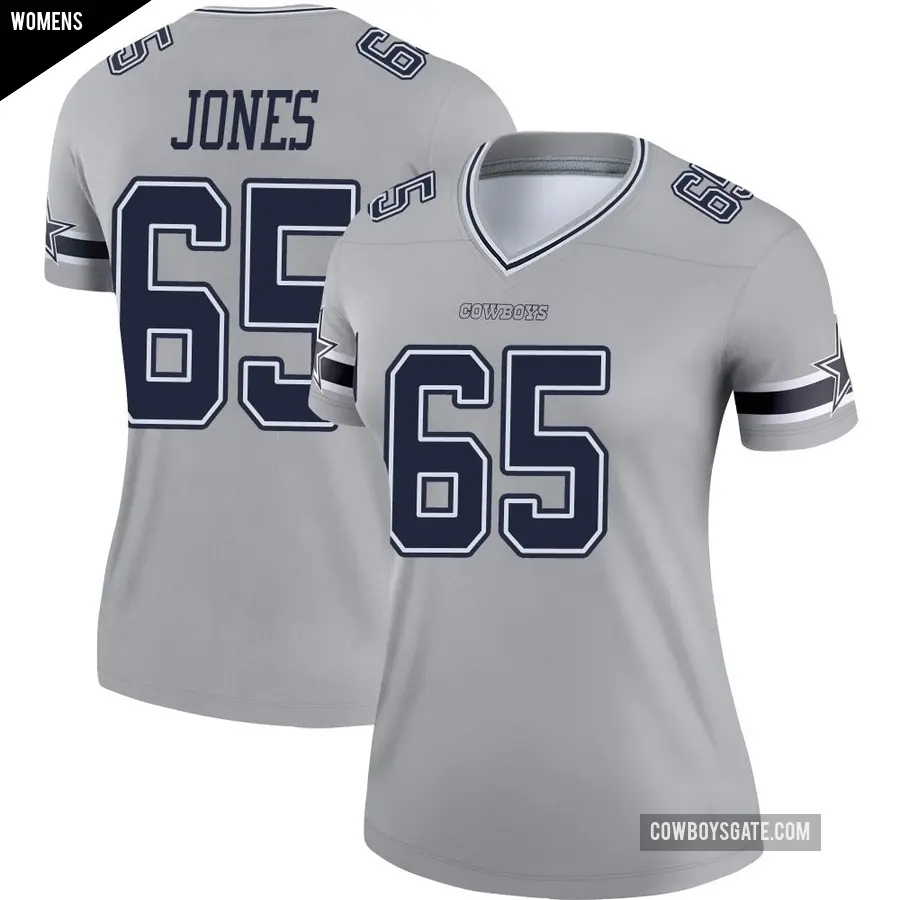 Women's Dallas Cowboys ＃65 Rob Jones Gray Legend Inverted Jersey