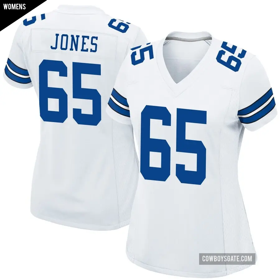 Women's Dallas Cowboys ＃65 Rob Jones White Game Jersey