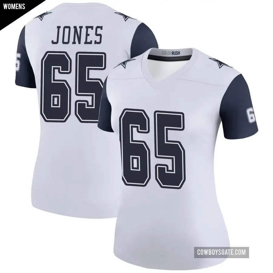 Women's Dallas Cowboys ＃65 Rob Jones White Legend Color Rush Jersey