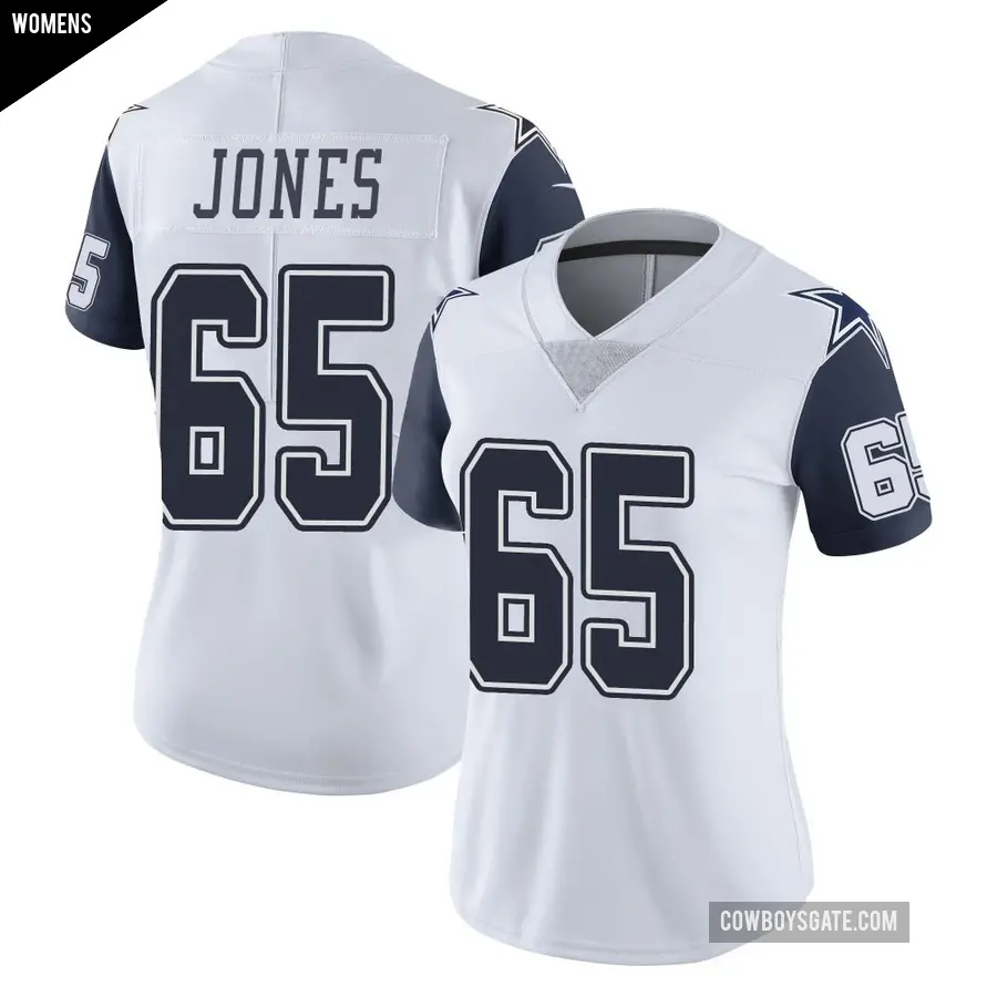 Women's Dallas Cowboys ＃65 Rob Jones White Limited Color Rush Vapor Untouchable Jersey