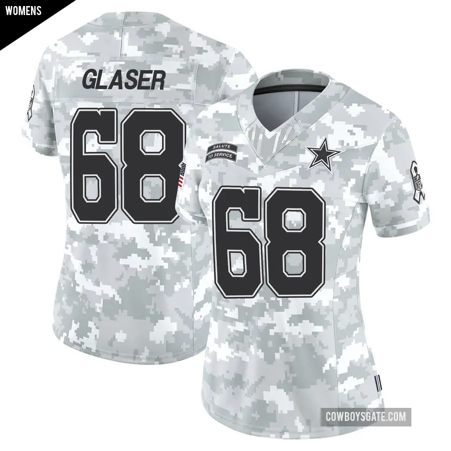 Women's Dallas Cowboys ＃68 Chris Glaser Arctic Camo Limited 2024 Salute to Service Jersey