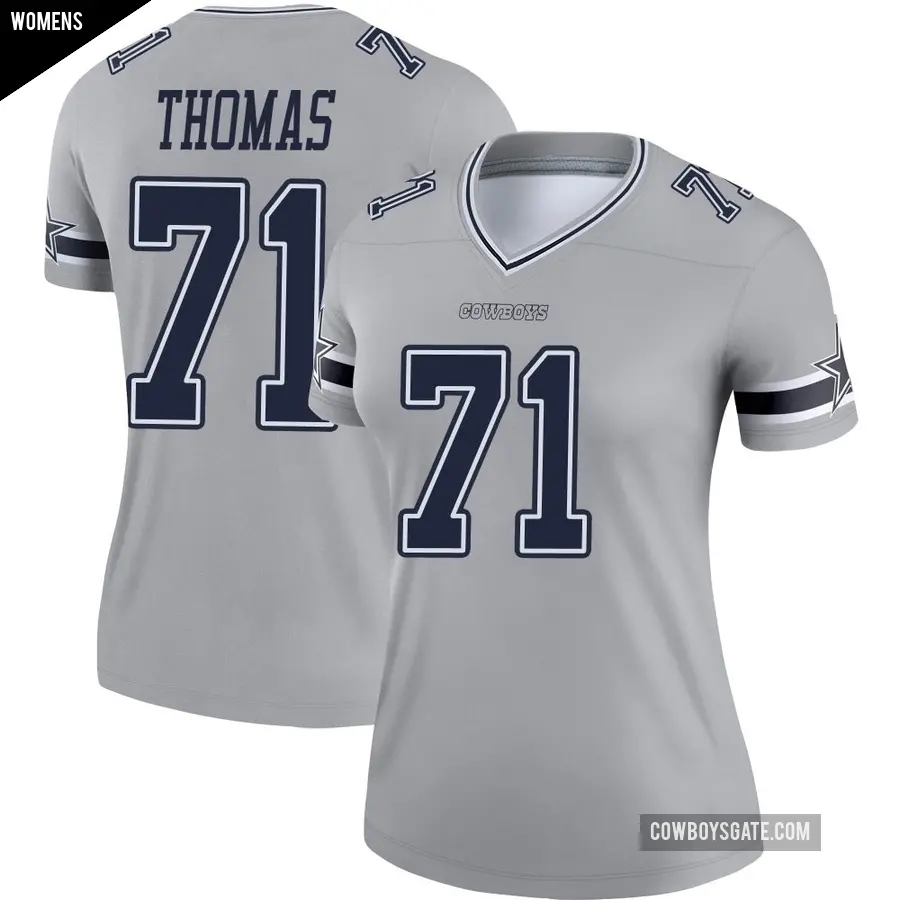 Women's Dallas Cowboys ＃71 Nate Thomas Gray Legend Inverted Jersey
