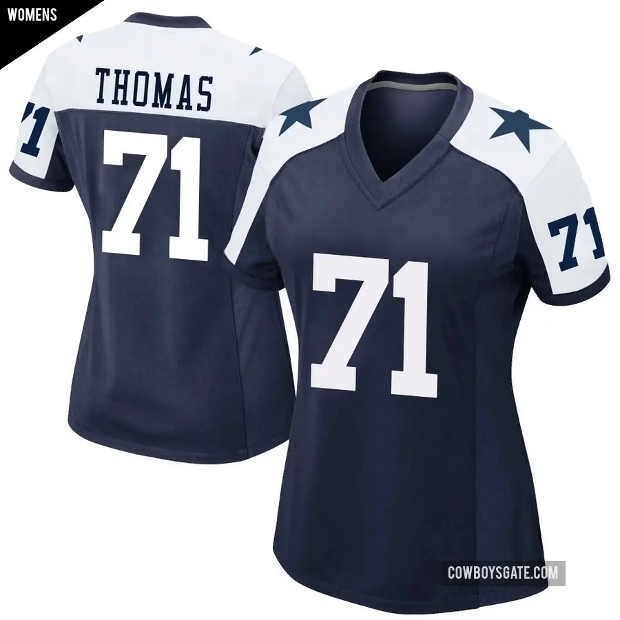 Women's Dallas Cowboys ＃71 Nate Thomas Navy Game Alternate Jersey