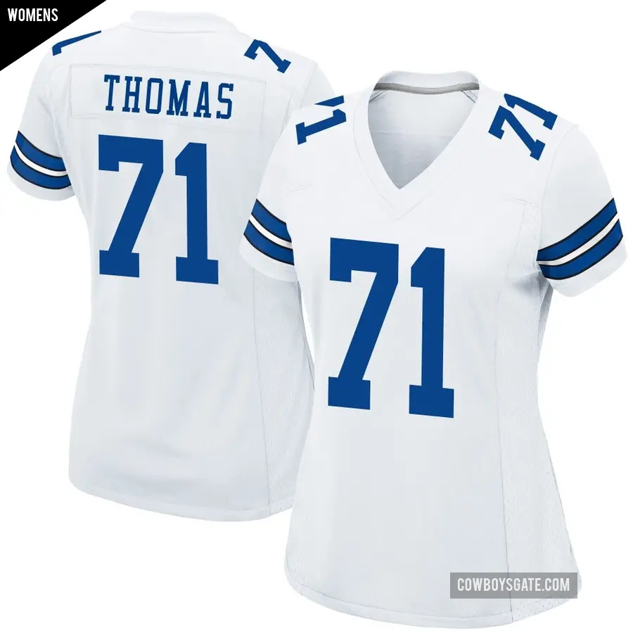 Women's Dallas Cowboys ＃71 Nate Thomas White Game Jersey