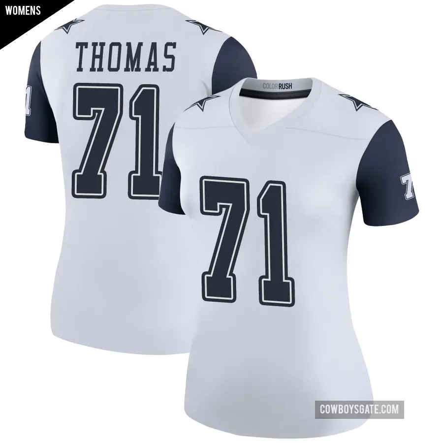 Women's Dallas Cowboys ＃71 Nate Thomas White Legend Color Rush Jersey