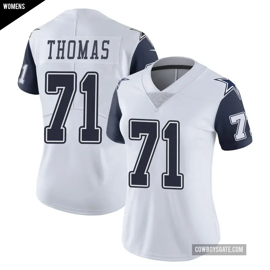 Women's Dallas Cowboys ＃71 Nate Thomas White Limited Color Rush Vapor Untouchable Jersey