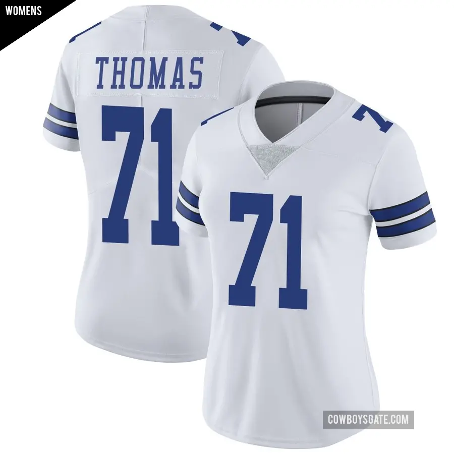 Women's Dallas Cowboys ＃71 Nate Thomas White Limited Vapor Untouchable Jersey