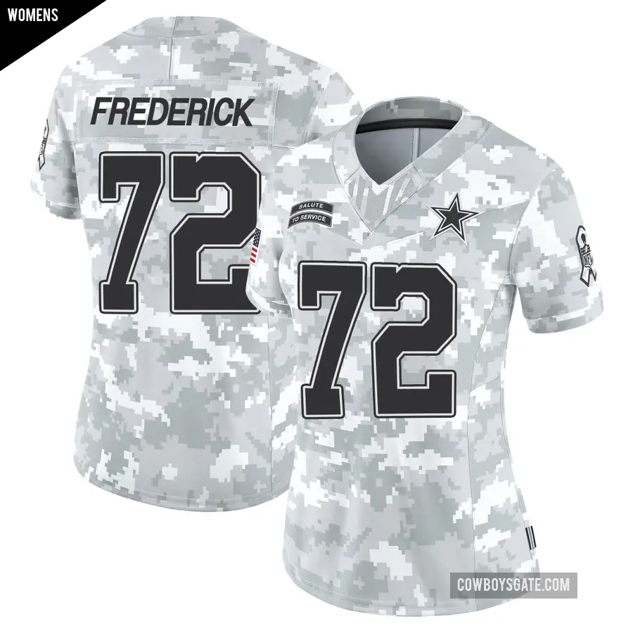 Women's Dallas Cowboys ＃72 Travis Frederick Arctic Camo Limited 2024 Salute to Service Jersey